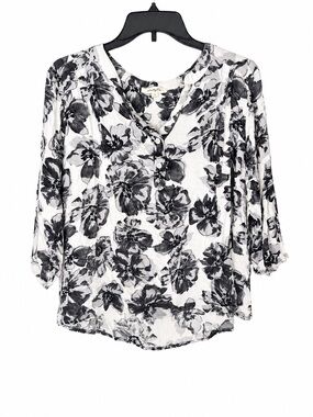 Monday Fun  Henley Blouse - White & Black